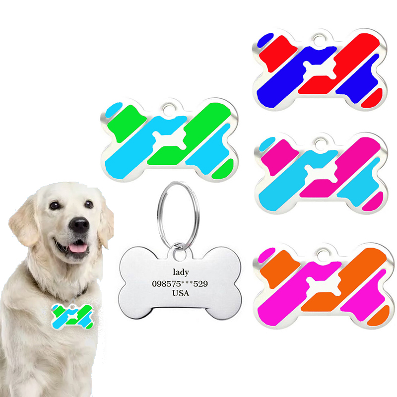 Pet Supplies List - Personalized Bone Identity Card Multicolor Customizable